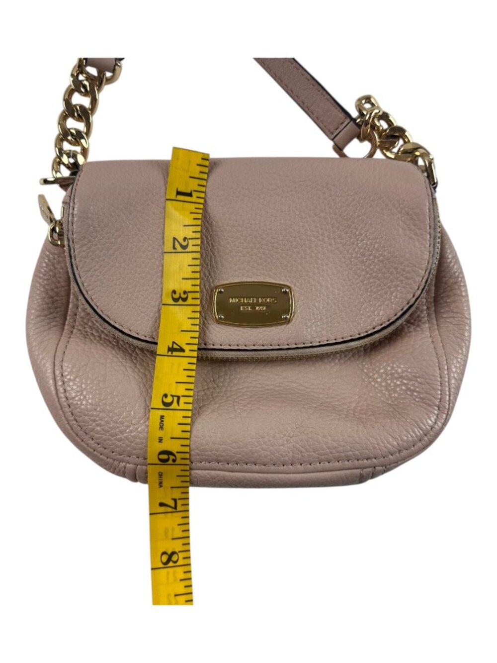 MICHAEL KORS Blush Pink Pebbled Leather Bedford Crossbody Bag Purse - Picture 9 of 11